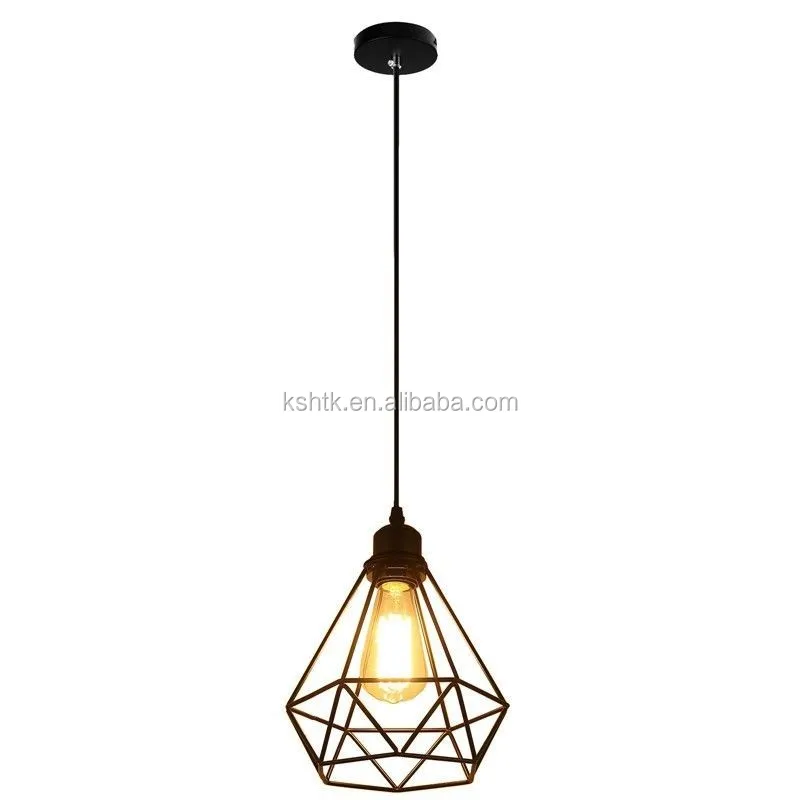 Vintage Pendant Light With Diamond Cage Hanging Droplight Lamp E27 Vintage Pendant Light With Diamond Cage Hanging Droplight Lamp E27