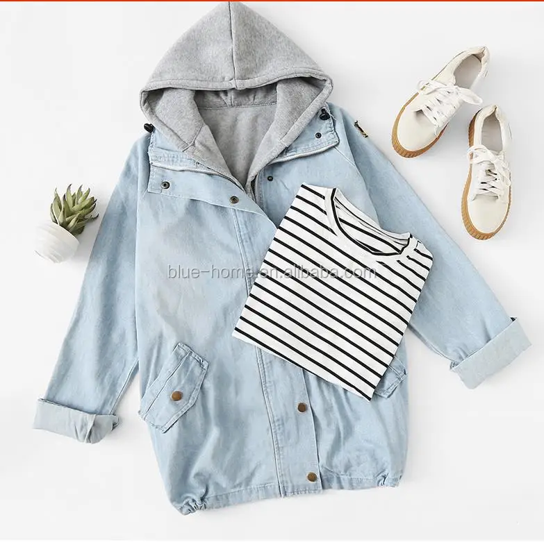 hooded drawstring boyfriend trends jean swish pockets two piece coat