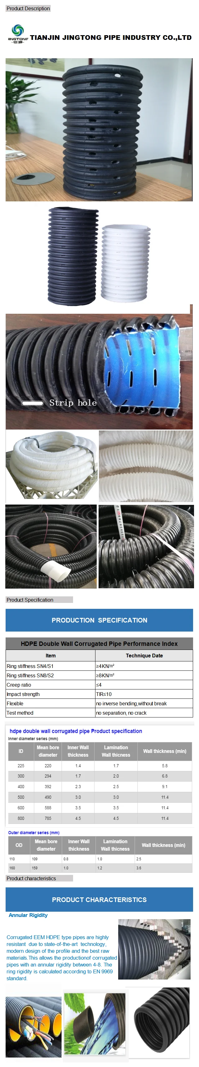 Small Diameter Hdpe Underground Drainage Pipes Single Wall Corrugated