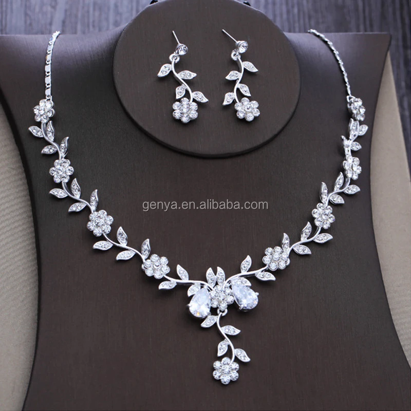 Diamante Necklace Earrings Set Ladies Crystal Bridal Jewelry Jewellery Diamonte 