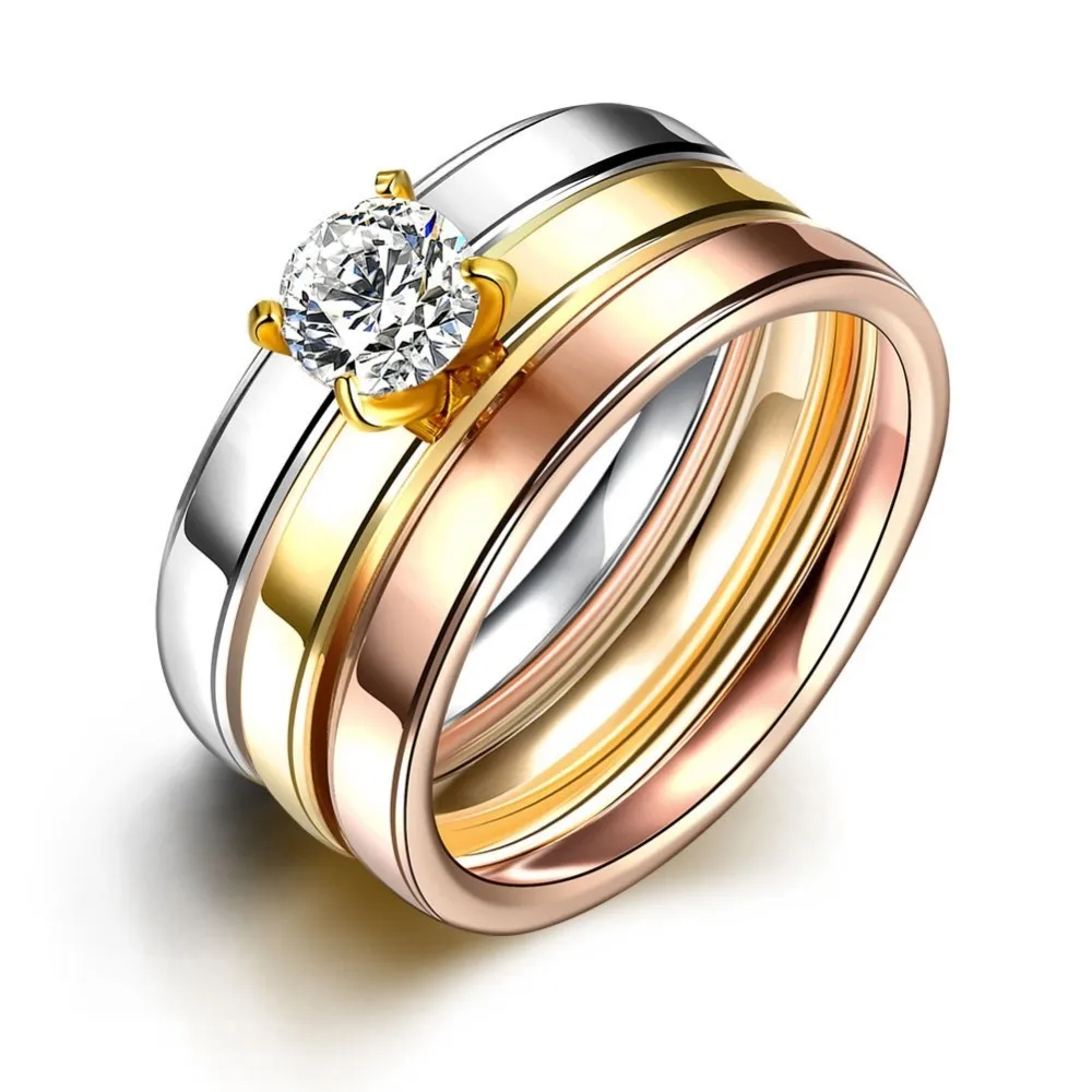 sjtgr032 fashion stacking rings white gold&rose