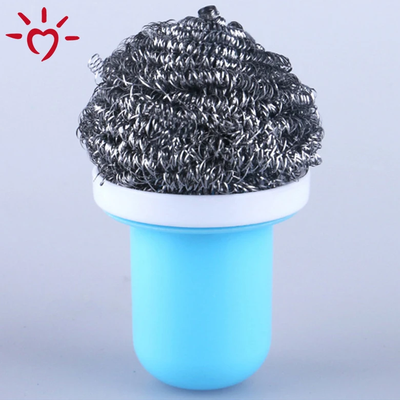 OEM handle dish steel wire kitchen cleaning dish-washing brush scourer with handle