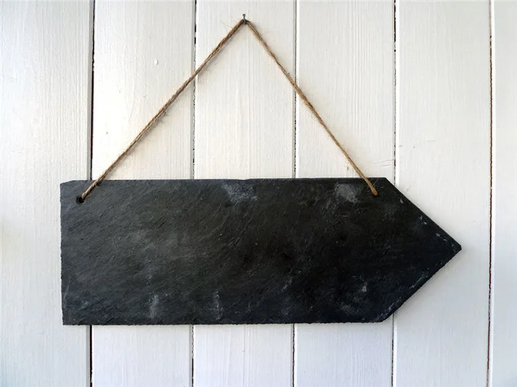 Vintage Shape Rustic Slate Hanging Chalkboard With Twine Rope Magic
