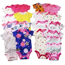 Retail 0-2yrs 5pcs/pack short-Sleeved Baby Infant cartoon bodysuits for boys girls jumpsuits Clothing 2014 new free shipping