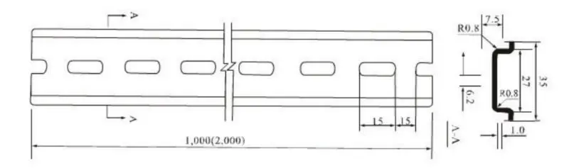 Дин рейка 35 мм чертеж