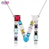 Wuzhou Foxi Jewels Letter M Initial Name Multi Synthetic Gemstones CZ Alloy Pendants