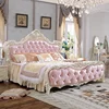 quality antique design bedroom furniture/luxury 1.8m soft bed/pink princess bed
