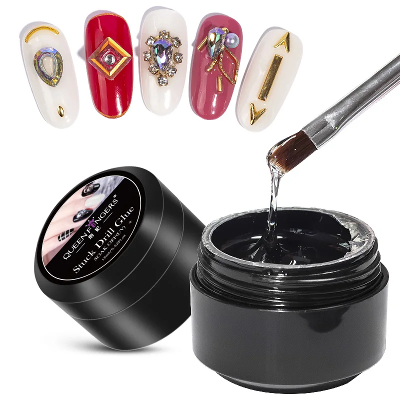 4 In 1rhinestone Nail Glue Gel No Wipe Top Super Sticky Uv Gel Polish