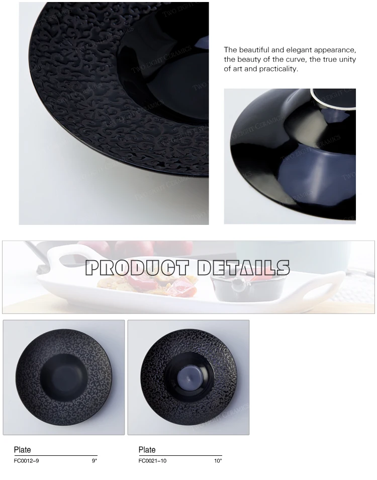 High price wholesale Black range tableware restaurant hotel black ceramic soup plate bowl