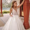 2019 Handmade Floor Length Wedding Dresses Bride White with pockets available