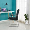 Low price executive mid back black pu soft office furniture conference room bow frame visitor chair without wheels