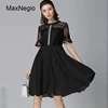 Maxnegio 2018 Korea Fashion Princess Style Ruffle Sleeve Lace Stitching In Plus Size Black Short Dress