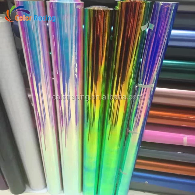 Iridescent Holographic Laser Cut Neon Chrome Chameleon Vehicle Vinyl Wrap Tint 