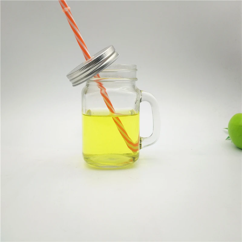 480ml 16oz Beverage Juice Glass Mason Jars With Handle And Lids Buy