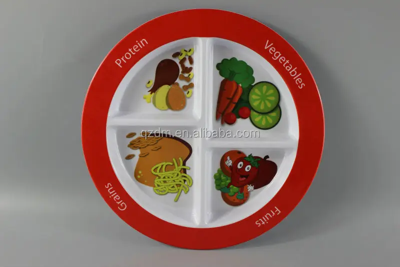 9inch Melamine 4 Divide Dish Plastic Food Section plate