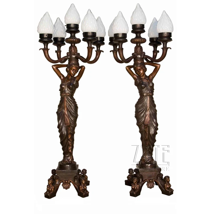 Beautiful Classic Popular Design Bronze Statue Light Lamp Sculpture