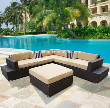 Hot sale garden patio furniture outdoor rattan dining table and chairs with rattan sofa