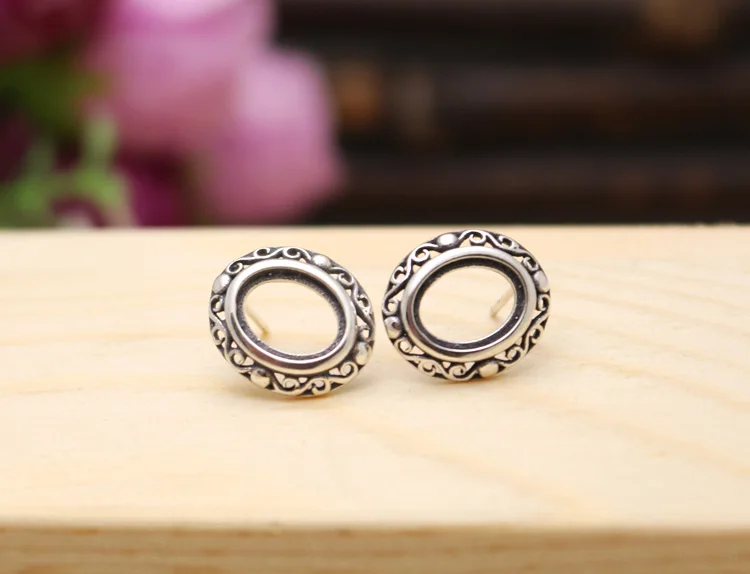 Antique 925 Sterling Silver Blank Jewelry Stud Earrings Base Tray For ...
