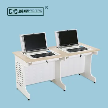 Educational Furniture 2 Person Flip Up Computer Desk For Classroom