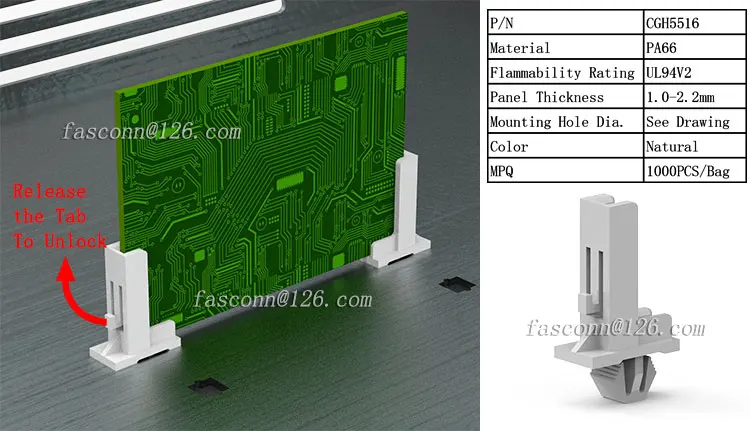 Plastic Vertical Mount Pcb Card Guide Locking Latched,Nylon Horizontal