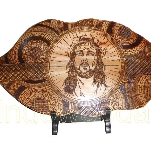 jesus wood burning art