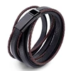 Hot selling braided rope fashion charm jewelry multilayer genuine leather bracelet men jewellery wholesale