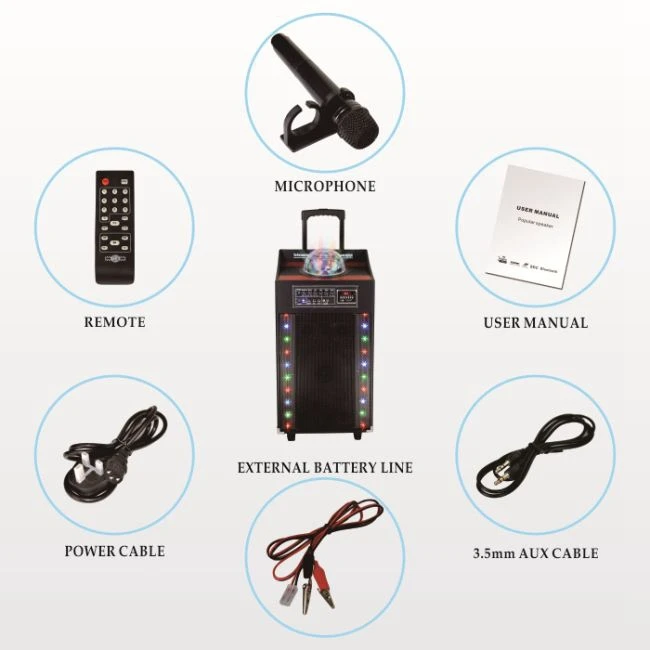 Hoxen Outdoor Trolley Speaker Box Subwoofer Karaoke Player Speaker Portable Speaker With LED Light - ANKUX.COM