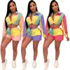Ready to ship Women fashion patch shorts and top two piece set PB8299