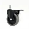 Swivel cater 3 inch 75mm black grey wheel castor single wheel caster with double brake