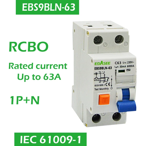 high performance 60hz 30ma,100ma,300ma rcbo 30ma