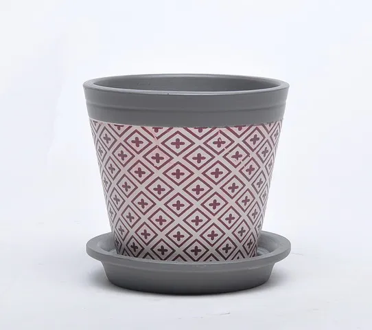 Custom style indoor cheap printed succulent plant flower pot in terracotta with saucer