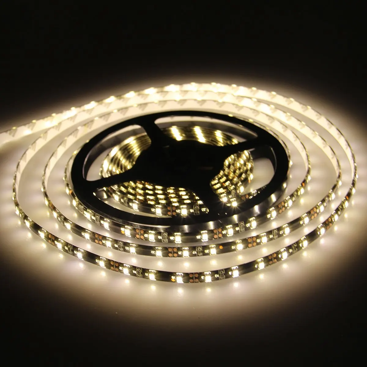iShining 12V Warm White Led Strip Light 16.4Ft 5M Black PCB SMD 3528 300Leds Flexible Flash Light Waterproof 60led/M with DC Connector for Home, Hotel, Club, Shopping Mail (Warm White)