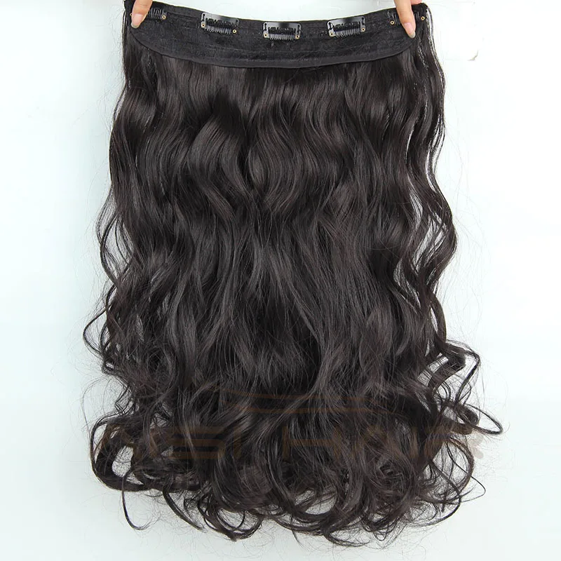 Aisi Hair Cheap 24 Inch Heat Resistant Synthetic Long Curly Wavy 5 Clip