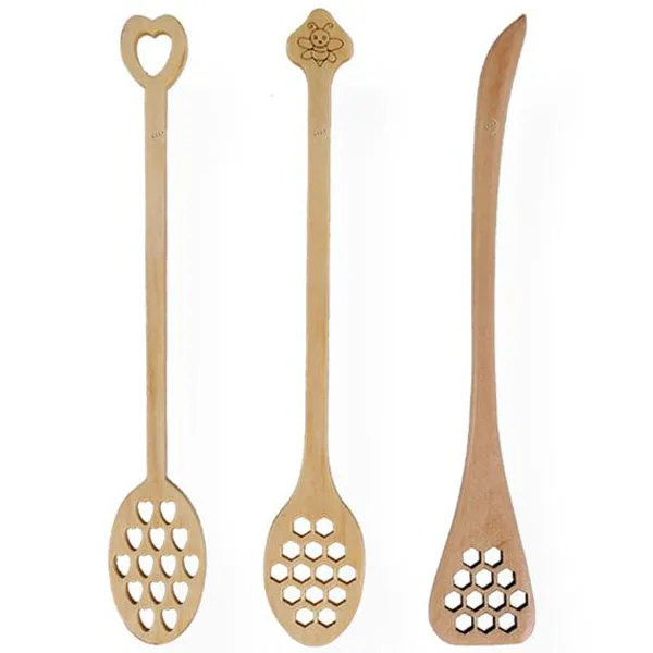 Love Wooden Honey Mixing Spoon Stirrer Wooden Honeycomb Laser Cut ...