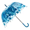 Customize color beautiful tree long handle rain transparent umbrella
