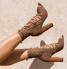 c11282a fashion women chunky high heel shoes rope ankle boots