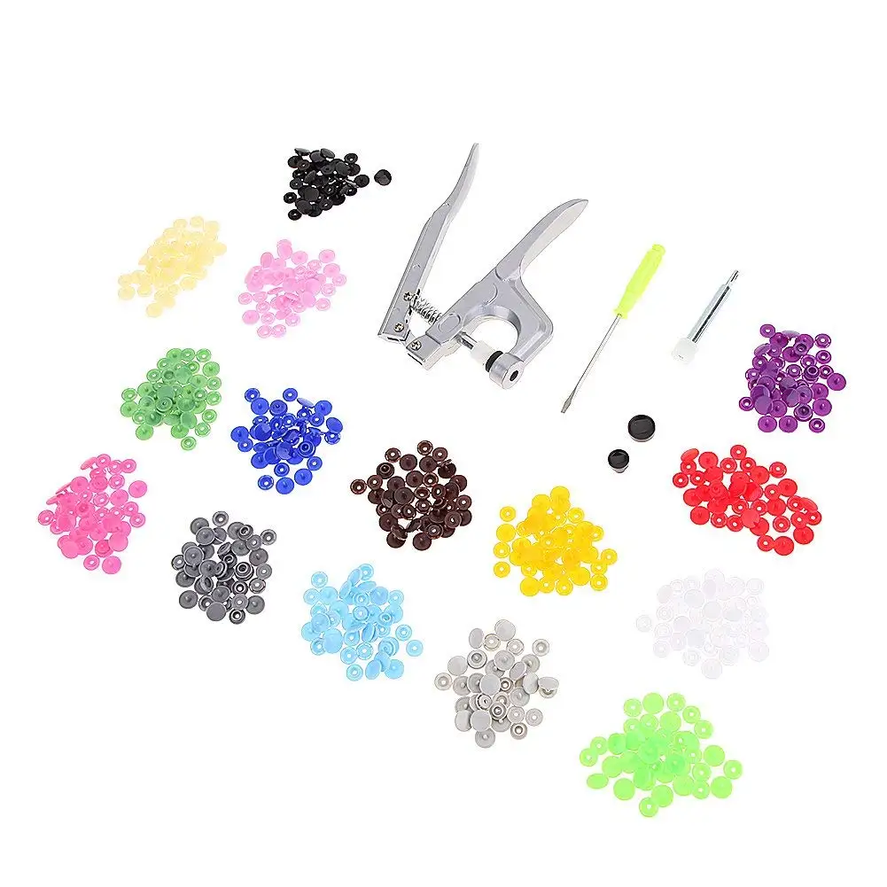 Metal Fastener Snap Pliers Button T3 T5 T8 Snap +150 T5 Plastic Resin Buttons Press Cloth Press Pliers Tools Set