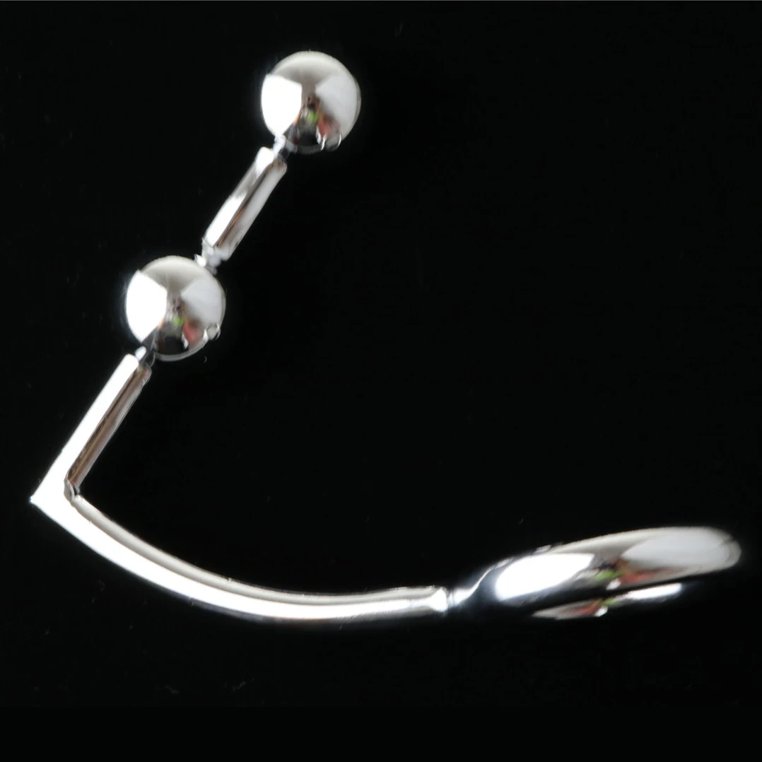 Big Anal Cock Ring Stainless Steel Metal Beads Butt Plug Anal Hook With
