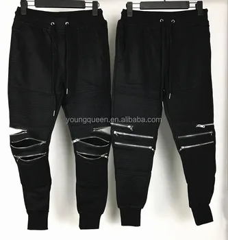 black joggers with zippers mens