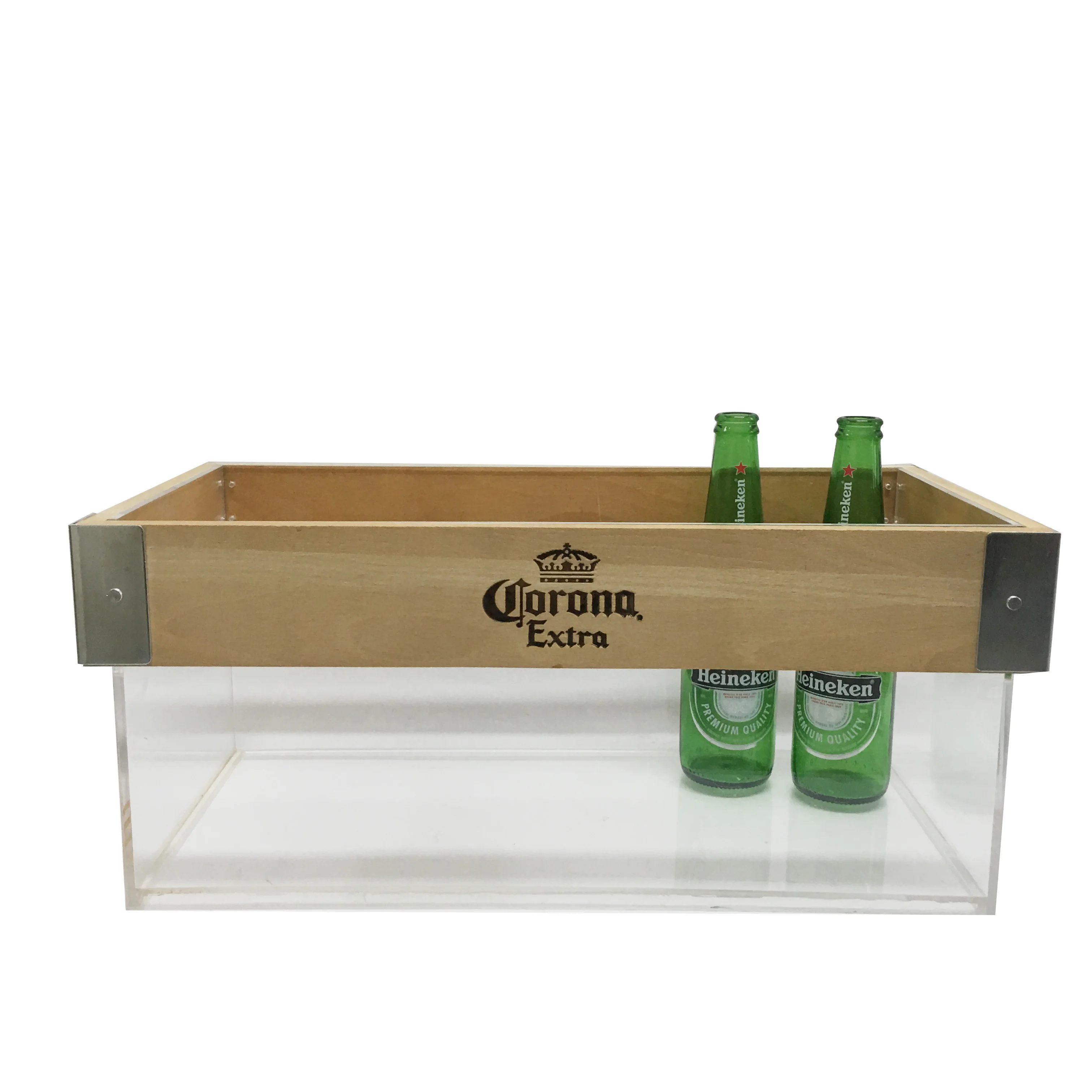 Corona Wooden Ice Buckets Acrylic Beer Ice Bucket Led Beer Holder For12