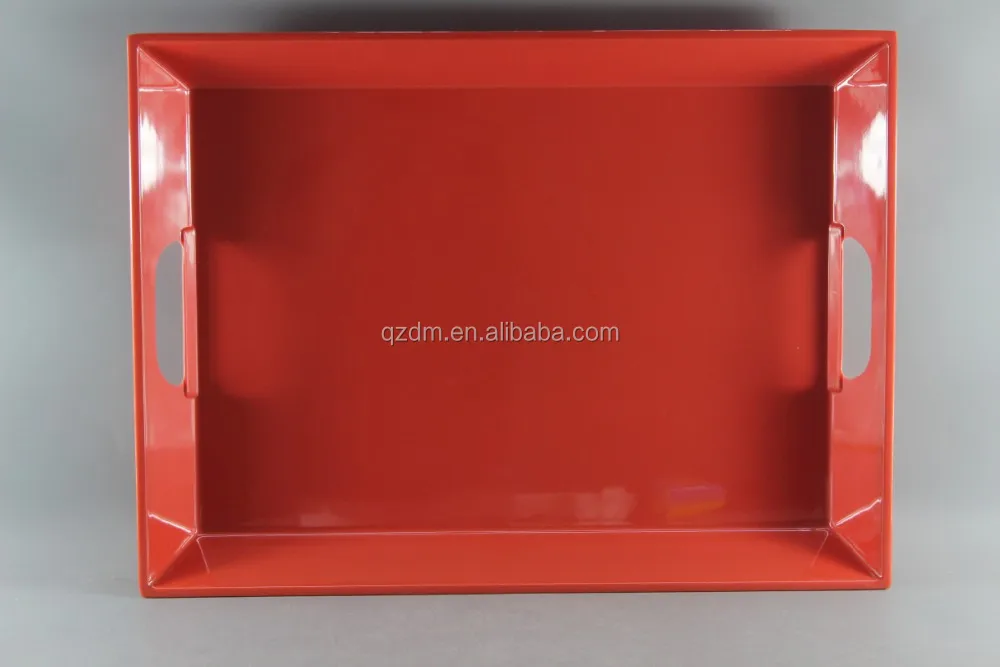 20"Melamine Tray With Handle , 30% melamine Red Tray