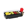 Ice Cooled plastic fruit Condiment Serving Container Chilled Garnish Tray with straw compartment