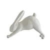 Forward Stretching White Resin Yoga Rabbit Figurine