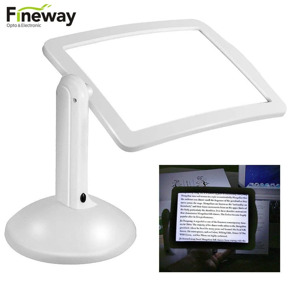 Fw001 3x Fullpage Hands Free Led Lighted Reading Magnifier Table Lamp