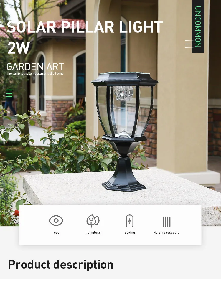 IP55 Outdoor Aluminum Auto On Off Waterproof Led Solar Post Cap Light
