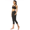 Toplook Black Sports Gym Stretch Custom 3/4 Length Yoga Pants Leggings Capri with Pocket L299