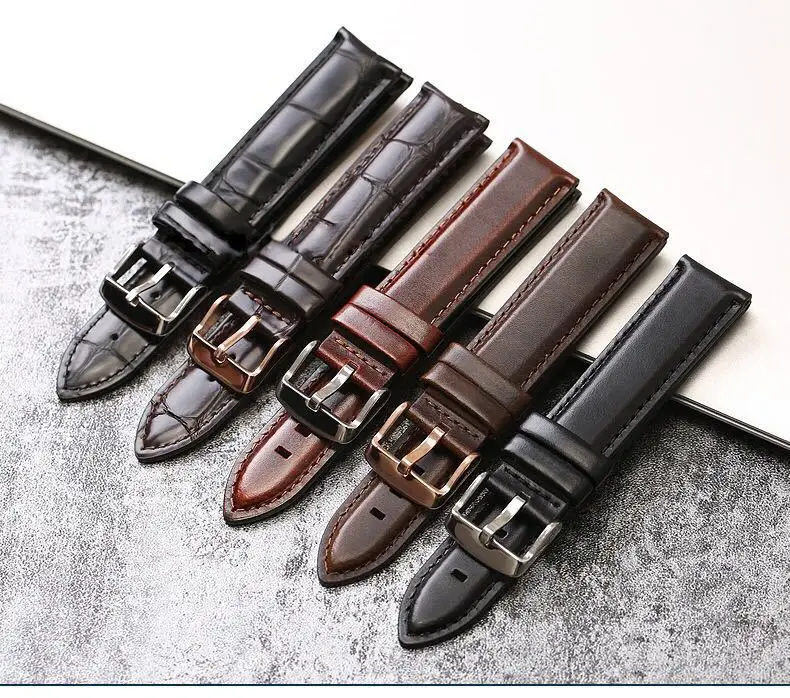 Black Color Quality Leather Watch Strap Genuine Leather Strap For