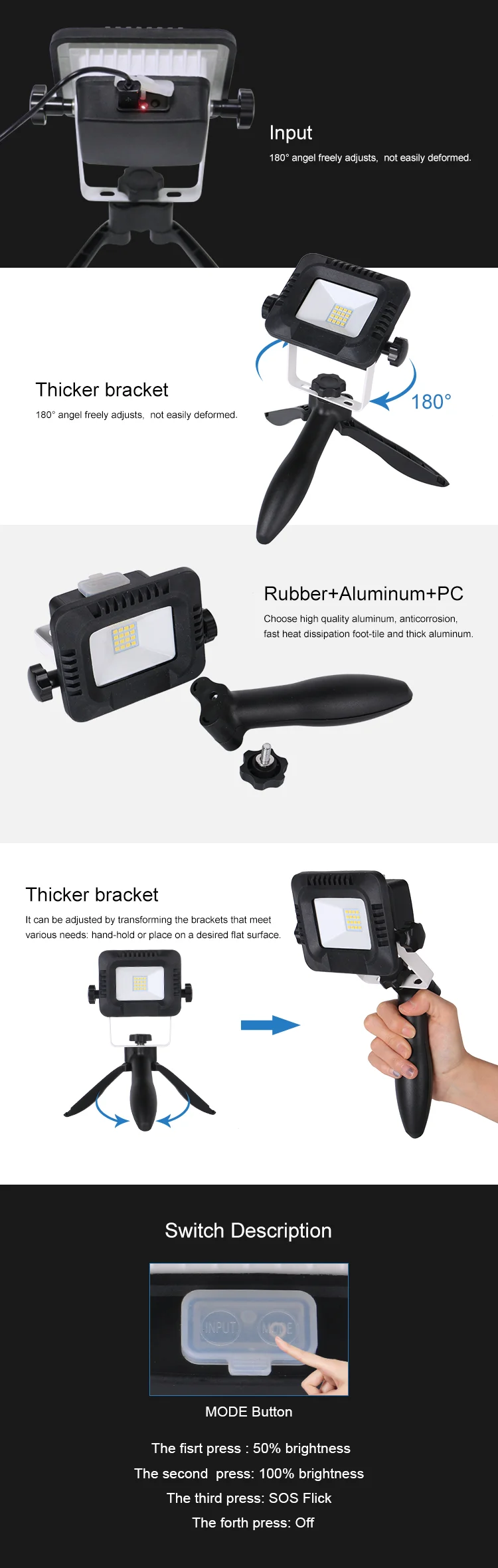 Functional hot sale factory 20W 10W led rechargeable flood light