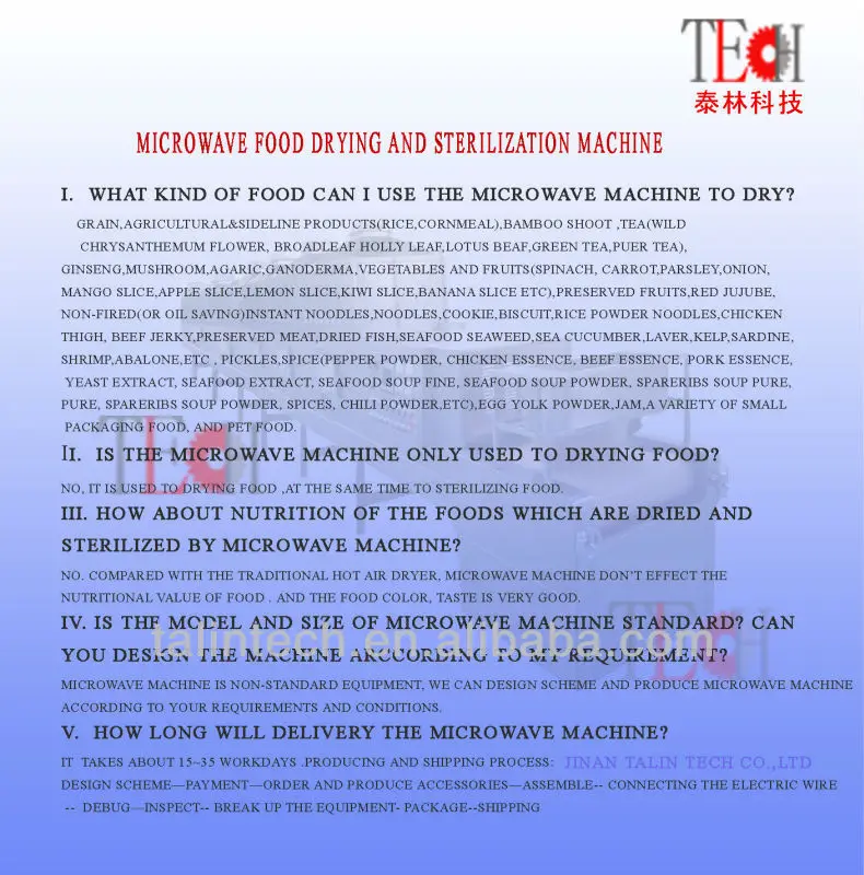 FAQ of microwave food drying and sterilization machine 