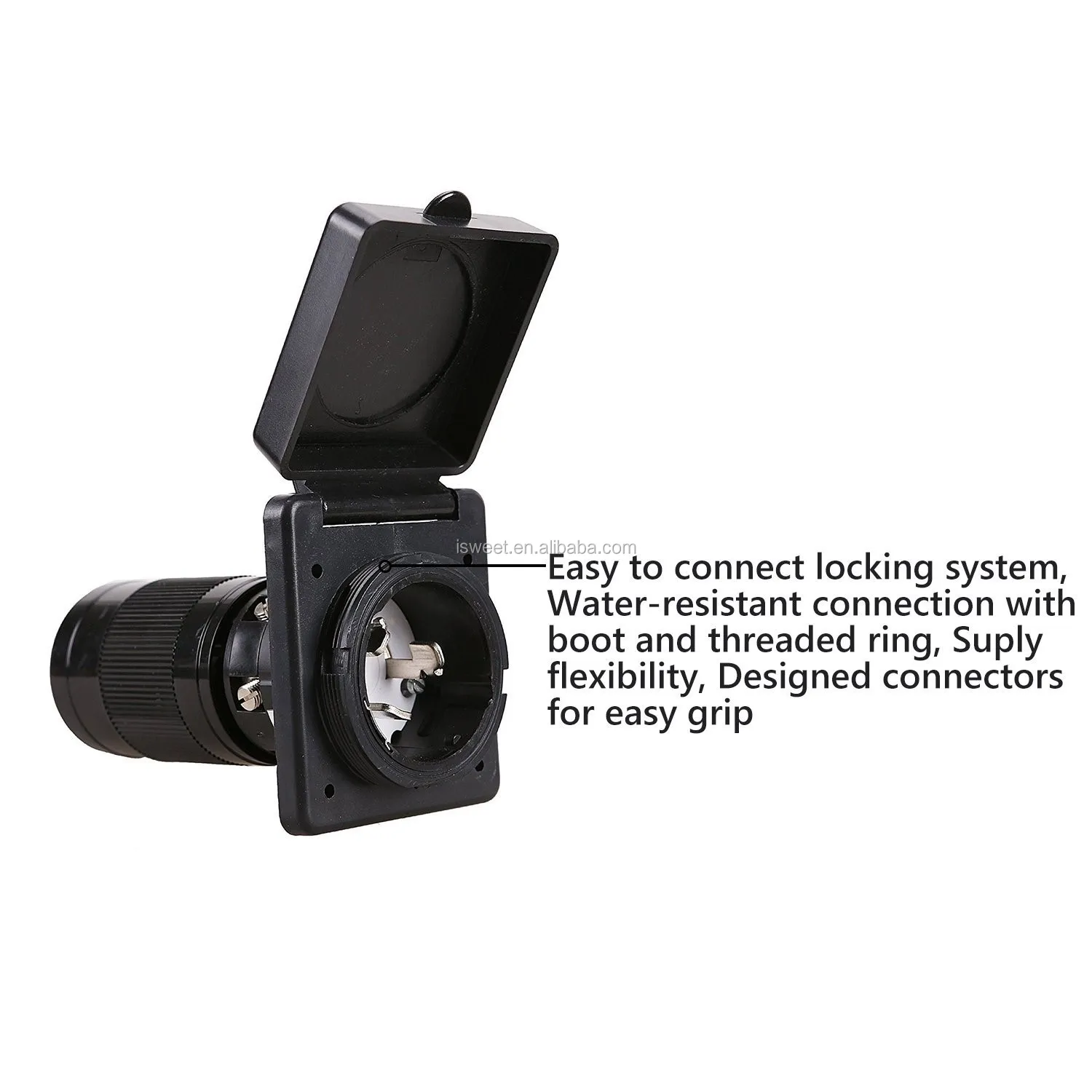 H10085 Rv Power Inlet Twist Lock Plug 50amps,125/250v,Black And White